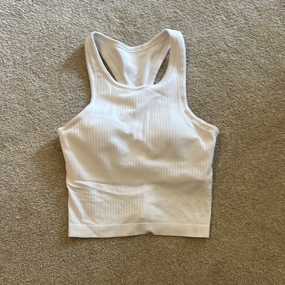 Lululemon white cropped rib tank size 4
